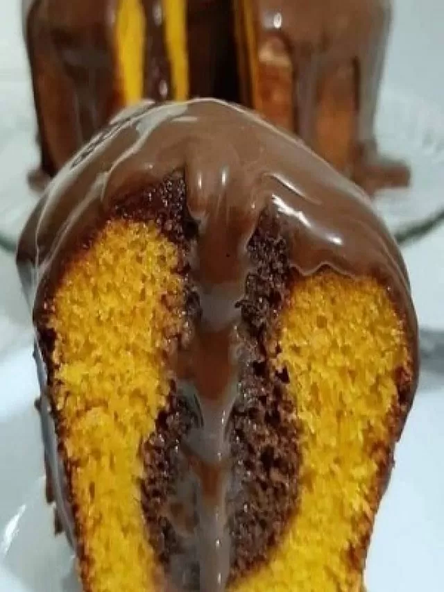 Bolo de Cenoura mesclado com Chocolate