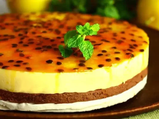 Receita de Torta mousse de maracujá com chocolate