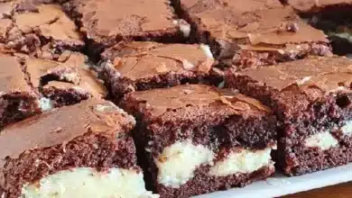 Brownie recheado de brigadeiro branco