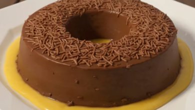 Pudim de brigadeiro com calda de caramelo (cremoso e bem chocolatudo) 6 Pudim de brigadeiro com calda de caramelo